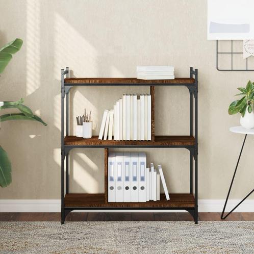 vidaXL Boekenkast 3-laags 76x32x88 cm bewerkt hout bruin, Huis en Inrichting, Kasten | Boekenkasten, Nieuw, Verzenden