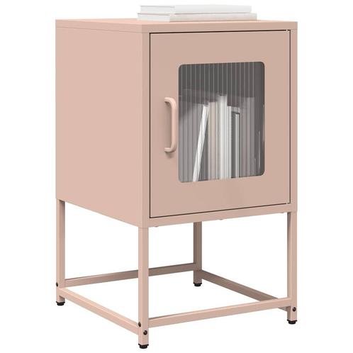 vidaXL Nachtkastje 36x39x60,5 cm koudgewalst staal roze, Huis en Inrichting, Slaapkamer | Nachtkastjes, Nieuw, Verzenden