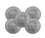 Canada. 2024 Canadian Maple Leaf coin in capsule, 5 x 1 oz, Timbres & Monnaies, Métaux nobles & Lingots