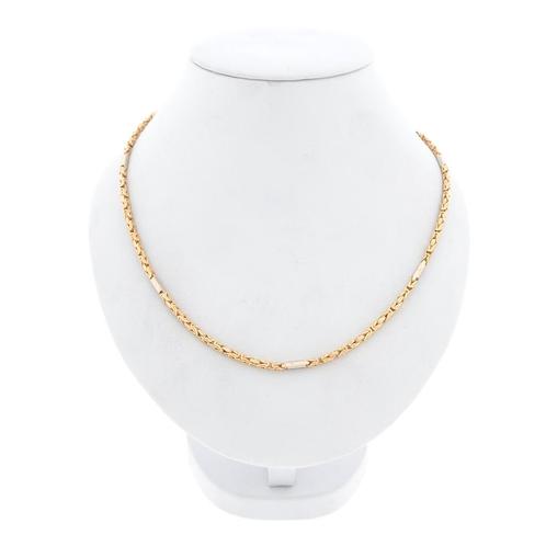 Bicolor gouden vierkante koningsketting | 64 cm, Handtassen en Accessoires, Kettingen, Overige kleuren, Gebruikt, Goud, Ophalen of Verzenden
