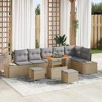 vidaXL 9-delige tuinzetel set met kussens Beige Poly Rattan, Tuin en Terras, Tuinsets en Loungesets, Verzenden, Nieuw