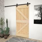 vidaXL Schuifdeur met beslag 80x210 cm massief grenenhout, Doe-het-zelf en Bouw, Verzenden, Nieuw