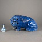 Standbeeld - Porselein - Very rare - Amazing blue glazed Foo