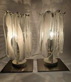 Tafellamp (2) - Glas, Staal - lampen met glazen bladeren, Antiek en Kunst