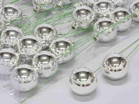 Kerstballen op Lange draad Zilver 5 cm 30 stuks, Huis en Inrichting, Woonaccessoires | Kunstplanten en Kunstbloemen, Nieuw