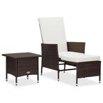 vidaXL 2-delige Loungeset met kussens poly rattan bruin, Jardin & Terrasse, Verzenden, Loungeset