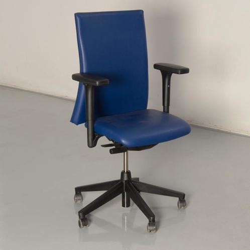 Haworth Comforto D5585, blauw leder, 4D armleggers,, Huis en Inrichting, Bureaustoelen, Ophalen of Verzenden