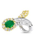 Ring - 18 karaat Geel goud, Platina, Prachtige platina,, Bijoux, Sacs & Beauté, Bagues
