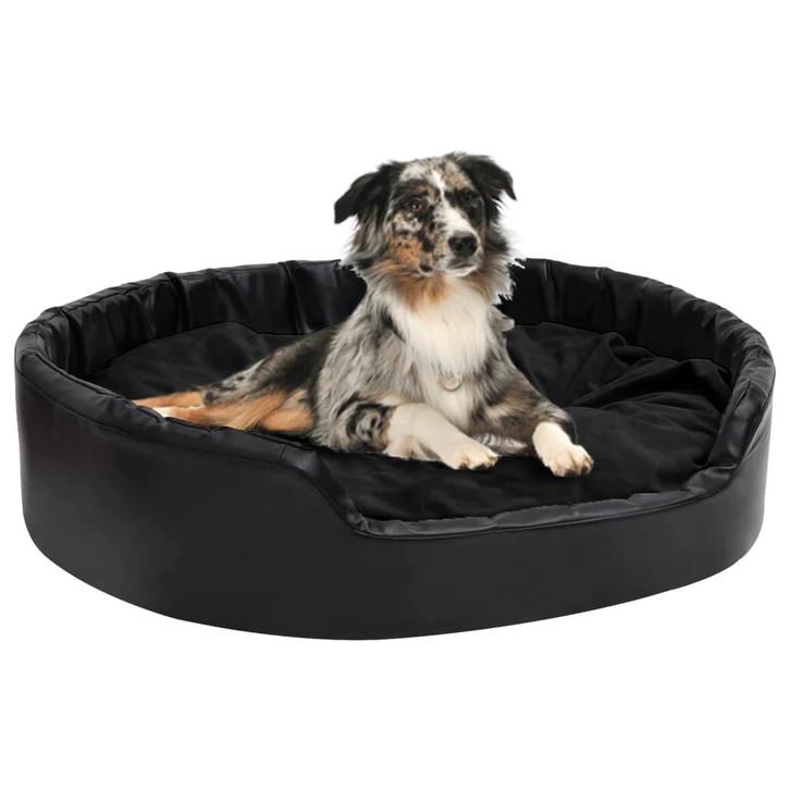 vidaXL Hondenmand 99x89x21 cm pluche en kunstleer zwart, Dieren en Toebehoren, Honden-accessoires, Nieuw, Verzenden