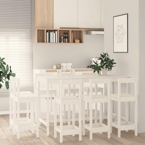 vidaXL 9-delige Barset massief grenenhout wit, Huis en Inrichting, Complete eetkamers, Nieuw, Verzenden