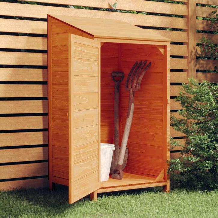 vidaXL Tuinschuur 55x52x112 cm massief vurenhout bruin, Tuin en Terras, Tuinhuizen, Nieuw, Verzenden