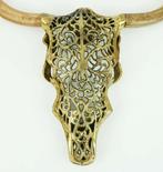 Wanddecoratie - Goud bisonschedel, Antiek en Kunst
