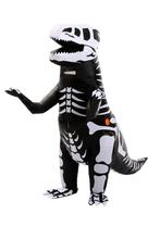 KIMU® Opblaas Kostuum T-Rex Zwart Wit Skelet Opblaasbaar Pak, Ophalen of Verzenden