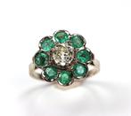Ring Witgoud Diamant  (Natuurlijk) - Smaragd