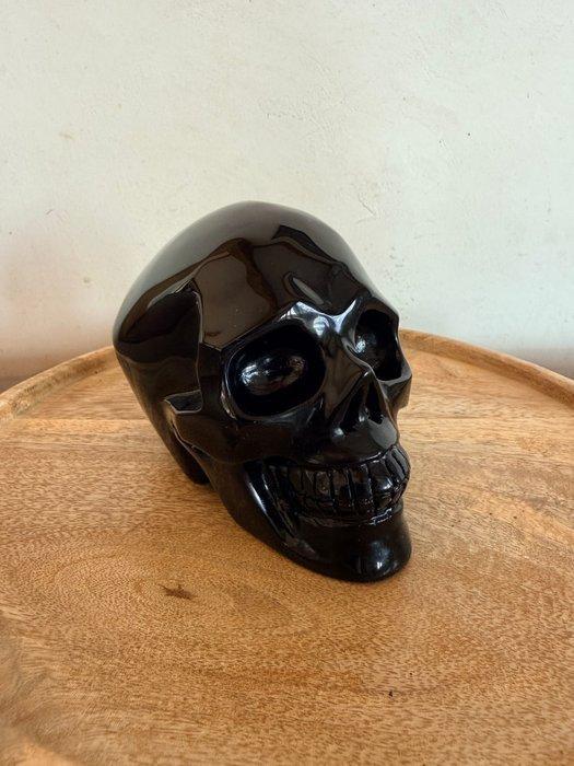 Obsidiaan Schedel - Hoogte: 8.5 cm- 868 g - (1), Verzamelen, Mineralen en Fossielen