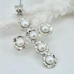Zilver - Ketting met hanger - CROCE IN PERLE, Antiek en Kunst