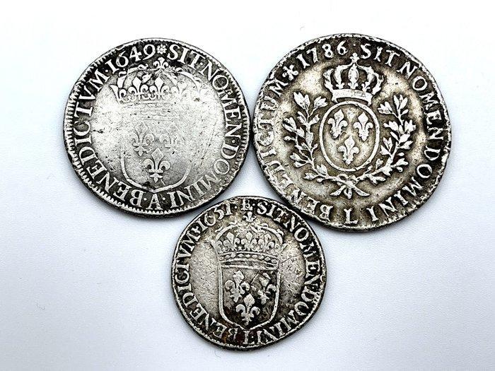 Frankrijk. Lot de 3 monnaies en argent (Louis XIV et Louis, Postzegels en Munten, Munten | Europa | Niet-Euromunten