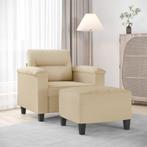 vidaXL Fauteuil met voetenbank 60 cm microvezelstof crème, Huis en Inrichting, Zetels | Zetels, Verzenden, Nieuw