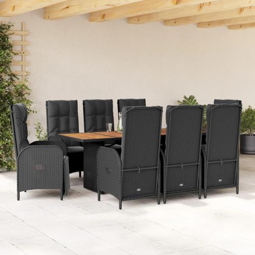 vidaXL 9-delige Tuinset poly rattan zwart, Tuin en Terras, Tuinsets en Loungesets, Tuinset, Nieuw, Verzenden