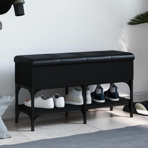 vidaXL Schoenenbank 82x32x45 cm bewerkt hout zwart, Huis en Inrichting, Overige Huis en Inrichting, Nieuw, Verzenden