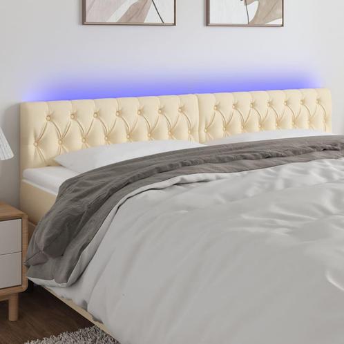 vidaXL Tête de lit à LED Crème 180x7x78/88 cm Tissu, Huis en Inrichting, Slaapkamer | Bedden, Verzenden