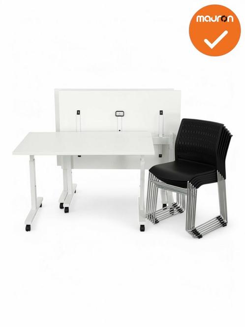 Verrijdbare klaptafel TUBE - Wit- NIEUW - bladkleur en groot, Zakelijke goederen, Kantoor en Winkelinrichting | Kantoormeubilair en Inrichting