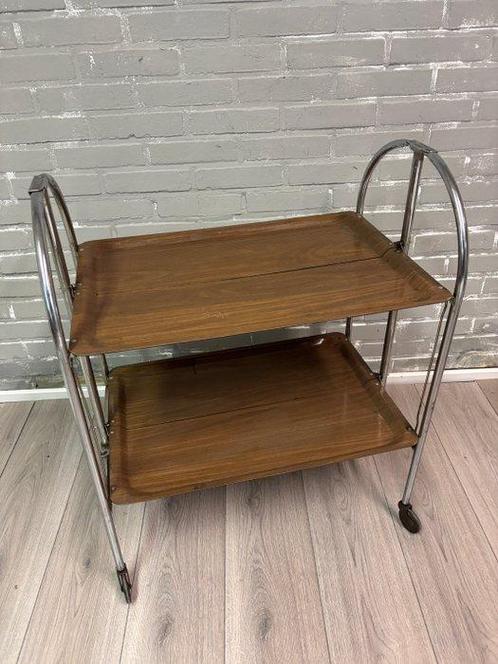 Chariot de service - Chrome, Placage - Chariot de service, Antiek en Kunst, Kunst | Designobjecten