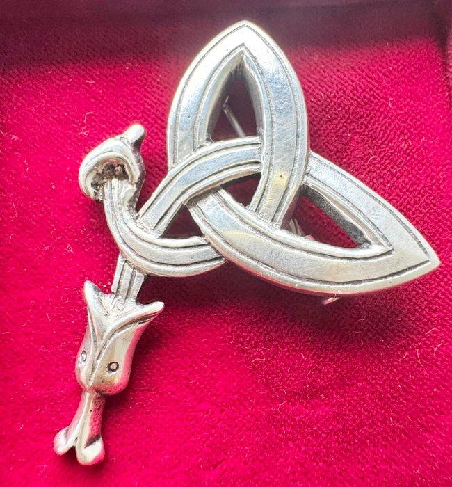 Zilver, 2 Hallmarks - Broche - Snake Celtic Trinity Knt, Antiek en Kunst, Antiek | Zilver en Goud