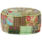 vidaXL Poef patchwork rond handgemaakt 40x20 cm katoen groen, Huis en Inrichting, Verzenden, Nieuw