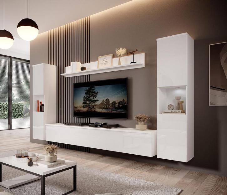 Meubella | Wandmeubel wit Set van 3 TV-Meubel, Huis en Inrichting, Kasten | Wandmeubels, 25 tot 50 cm, Nieuw, 150 tot 200 cm, 150 tot 200 cm