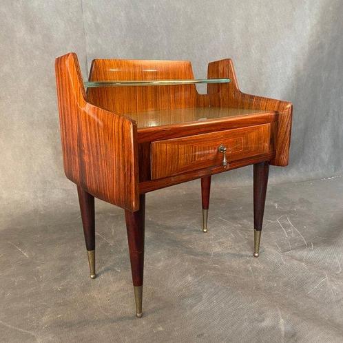 Table de chevet - Bois, Verre, Antiek en Kunst, Kunst | Designobjecten