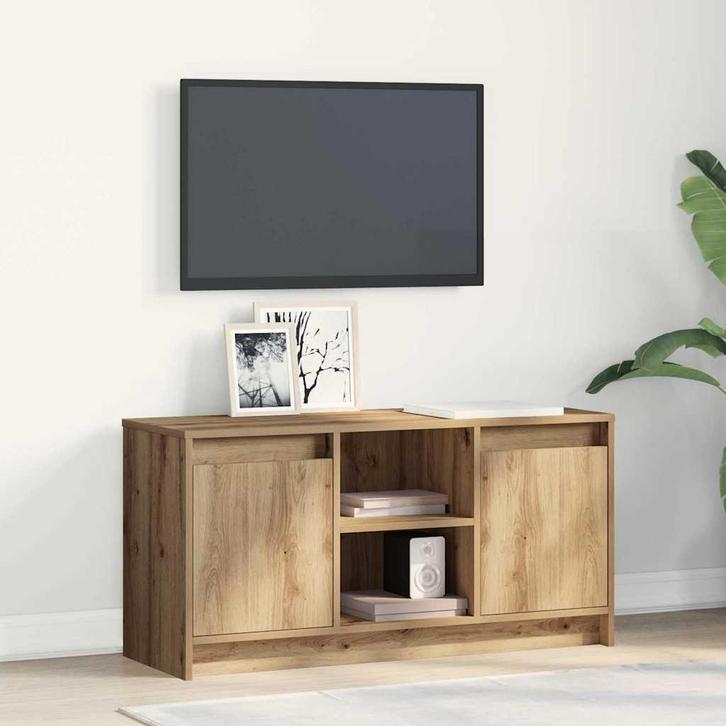 vidaXL TV Eenheden Bruin 100 x 34 x 50 cm Bewerkt hout, Maison & Meubles, Armoires | Mobilier de télévision, Envoi