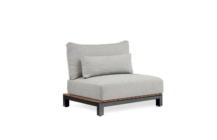 Suns Evora eenzitter antraciet frame/teak met soft grey, Tuin en Terras, Tuinsets en Loungesets