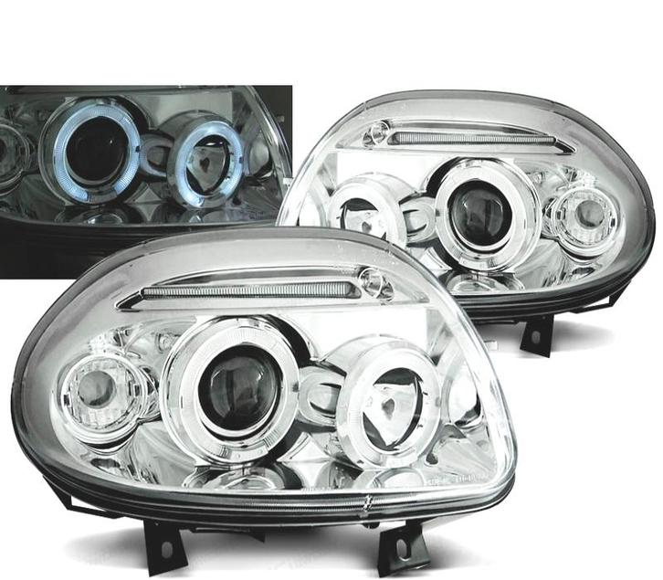 Phares Pour Renault Clio I 98-01 Angel Eyes Chromé, Autos : Pièces & Accessoires, Éclairage, Envoi