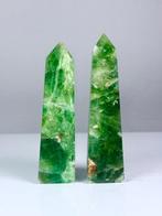 Paired Green Fluorite Obelisques – Tours de cristal de haute