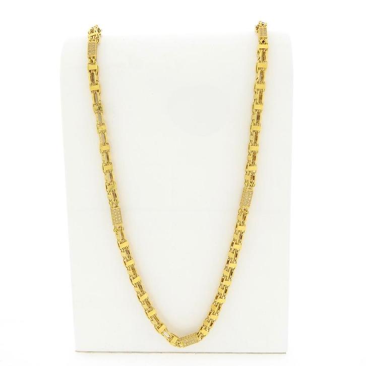 Lange gouden heren ketting met zirconia; Magnum chain | 8..., Handtassen en Accessoires, Kettingen, Overige kleuren, Gebruikt