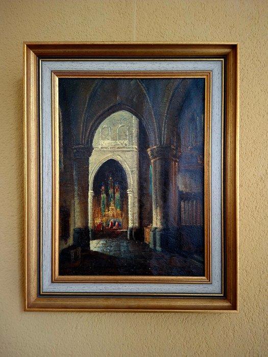 Adri Visser (1887-1969) - Kerkinterieur, Antiek en Kunst, Kunst | Schilderijen | Klassiek
