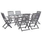 vidaXL 7-delige Tuinset massief acaciahout grijs, Tuin en Terras, Verzenden, Nieuw, Tuinset