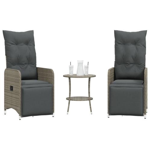 vidaXL Tuinstoelen 2 st verstelbaar met tafel poly rattan, Tuin en Terras, Tuinstoelen, Nieuw, Verzenden