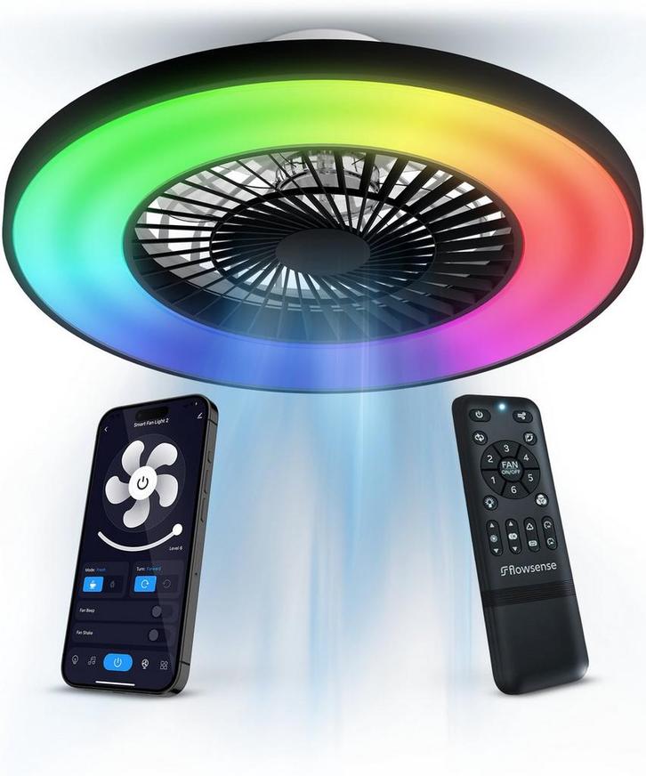 2dekans | Flowsense Plafondventilator met Verlichting 50 cm, Elektronische apparatuur, Ventilatoren, Ophalen of Verzenden