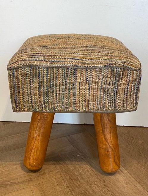 Afghaan Poef Kelim - Poef - Hout, Wol, Antiek en Kunst, Kunst | Designobjecten