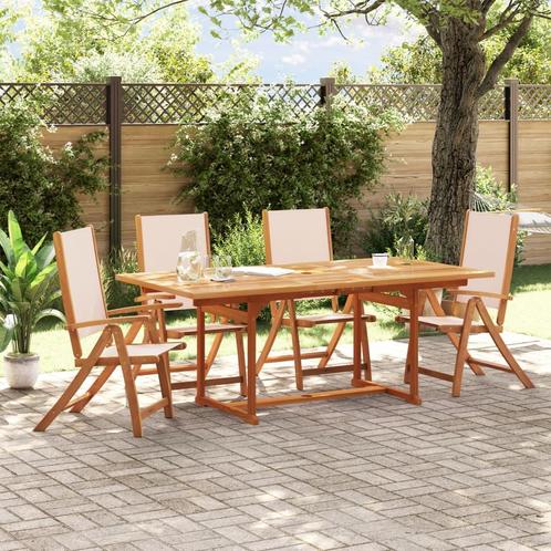 vidaXL 5-delige Tuinset massief acaciahout en textileen, Tuin en Terras, Tuinsets en Loungesets, Tuinset, Nieuw, Verzenden