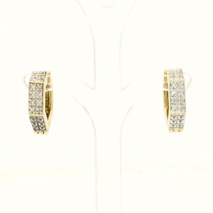 Oorbellen - 14 karaat Geel goud - 0.20ct. tw. Diamant, Handtassen en Accessoires, Oorbellen