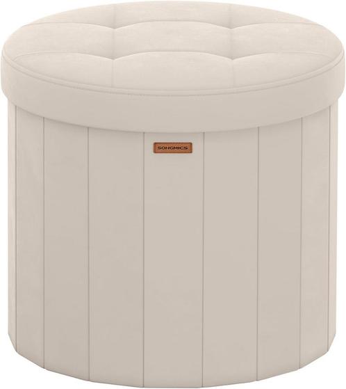 Songmics - ronde poef - diameter 46 cm - hocker - ottoman -, Huis en Inrichting, Zetels | Voetbanken en poefs, Verzenden