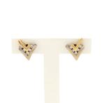 Bicolor gouden oorstekers met diamant | 0,20 ct. (witgoud), Handtassen en Accessoires, Oorbellen, Goud, Met edelsteen, Gebruikt