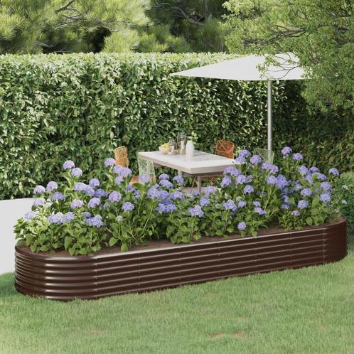 vidaXL Plantenbak 322x100x36 cm gepoedercoat staal bruin, Tuin en Terras, Bloempotten, Nieuw, Verzenden