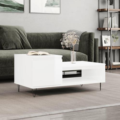 vidaXL Salontafel 100x50x45 cm bewerkt hout hoogglans wit, Huis en Inrichting, Tafels | Salontafels, Nieuw, Verzenden