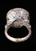 Ottomaanse Rijk Zilver-metaal Ring met Groene Hardsteen