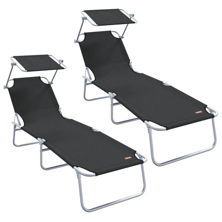 Zonnebed met Luifel | OP = OP | Inklapbaar en Licht, Tuin en Terras, Ligbedden, Nieuw, Metaal, Verzenden