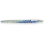 Armband - Platina - Diamantgeslepen - Blauwe en groene